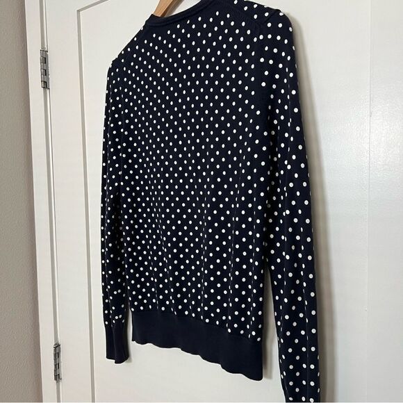 Tommy Hilfiger Cardigan Womens Sz M Navy Blue Polka Dot Button Front Pima Cotton - Picture 7 of 12